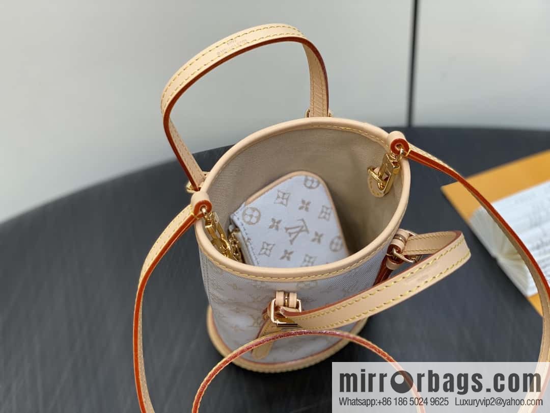 [Boutique‑grade] M12317 white denim, mini bucket bag series Nano Bucket Mini bucket handbag