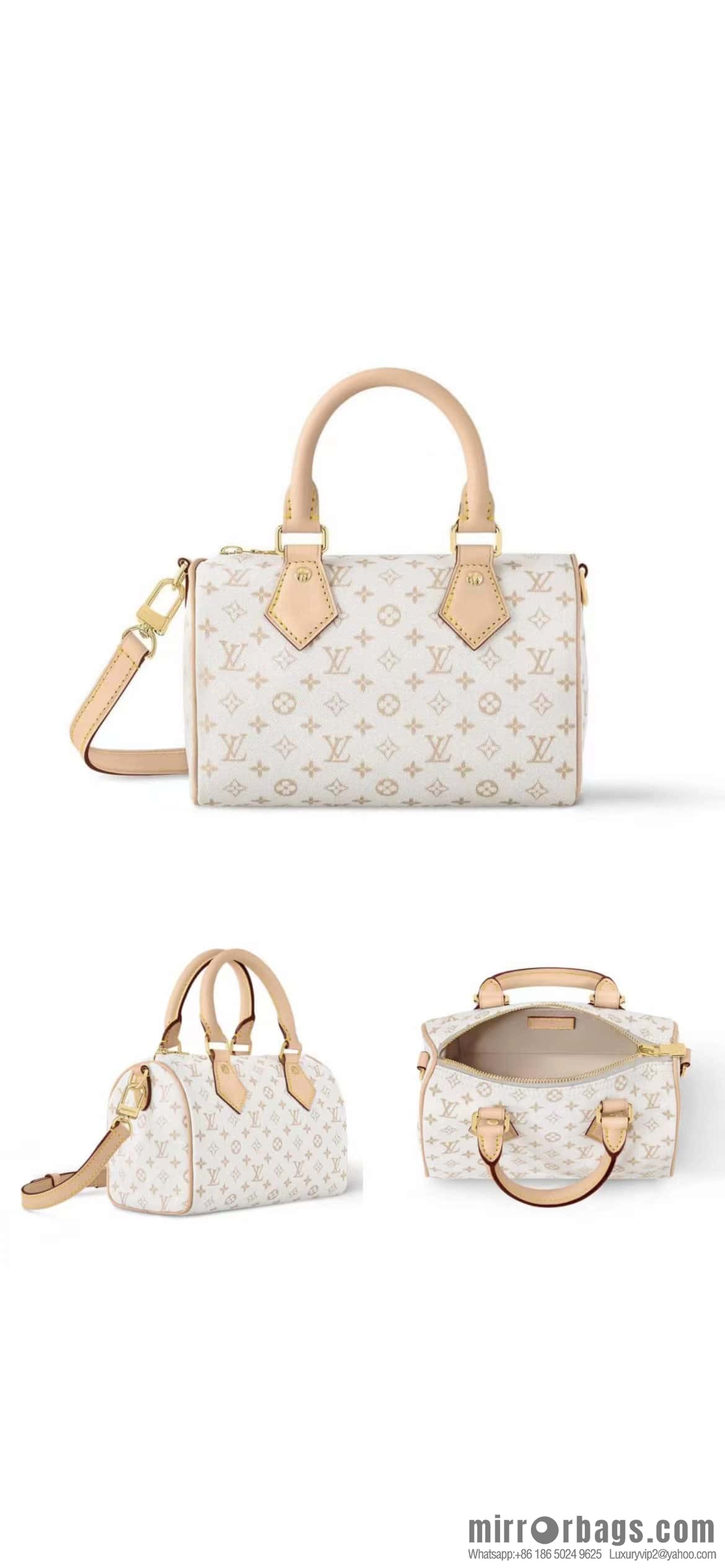 [Boutique‑grade] M12747 white denim, pillow bag speedy series Speedy Bandoulière 20 handbag