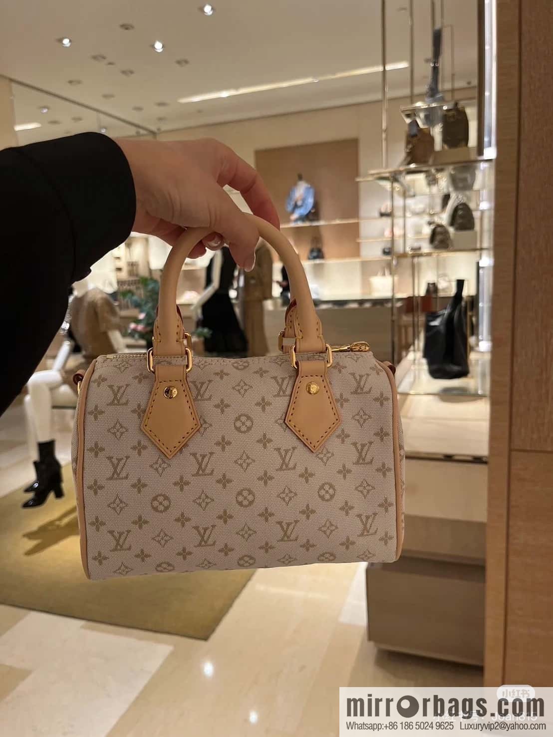 [Boutique‑grade] M12747 white denim, pillow bag speedy series Speedy Bandoulière 20 handbag