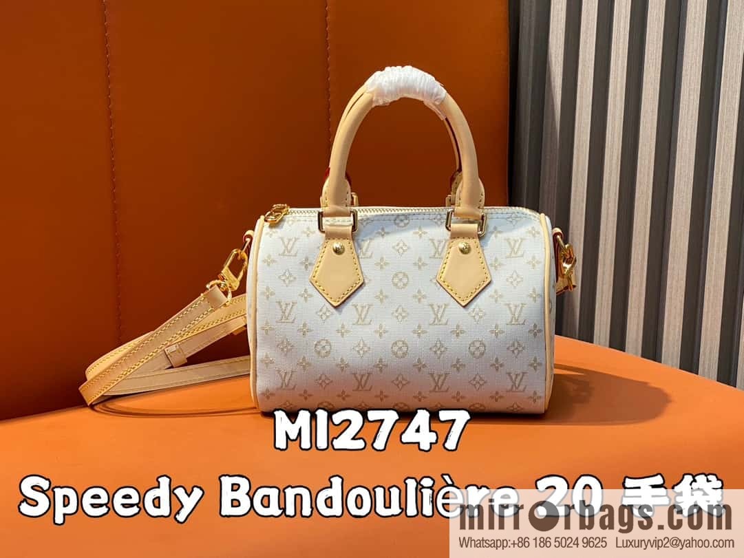 [Boutique‑grade] M12747 white denim, pillow bag speedy series Speedy Bandoulière 20 handbag