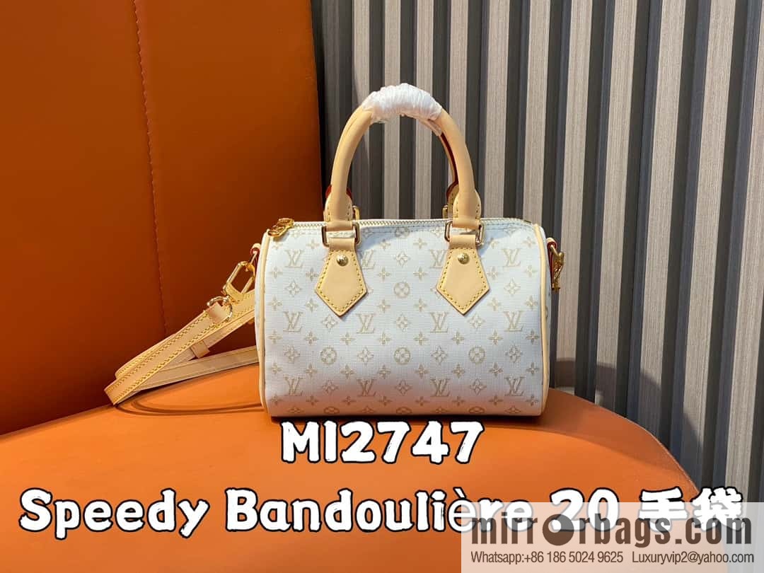 [Boutique‑grade] M12747 white denim, pillow bag speedy series Speedy Bandoulière 20 handbag