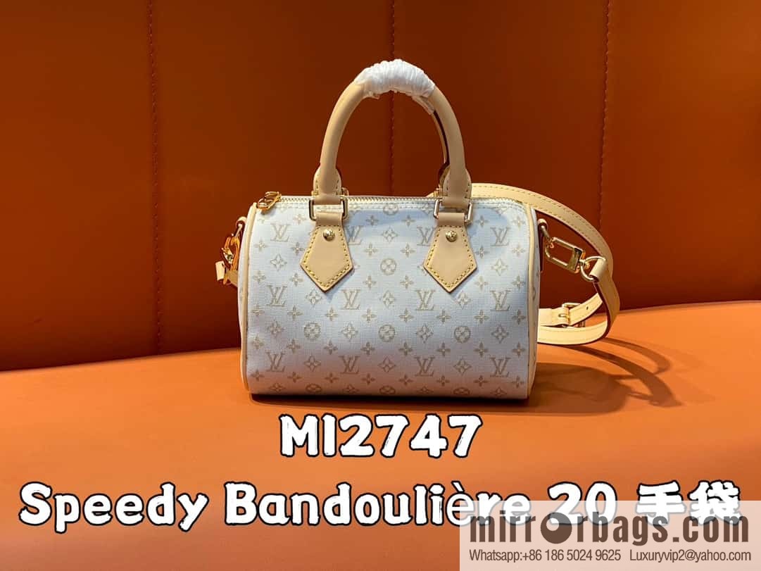 [Boutique‑grade] M12747 white denim, pillow bag speedy series Speedy Bandoulière 20 handbag
