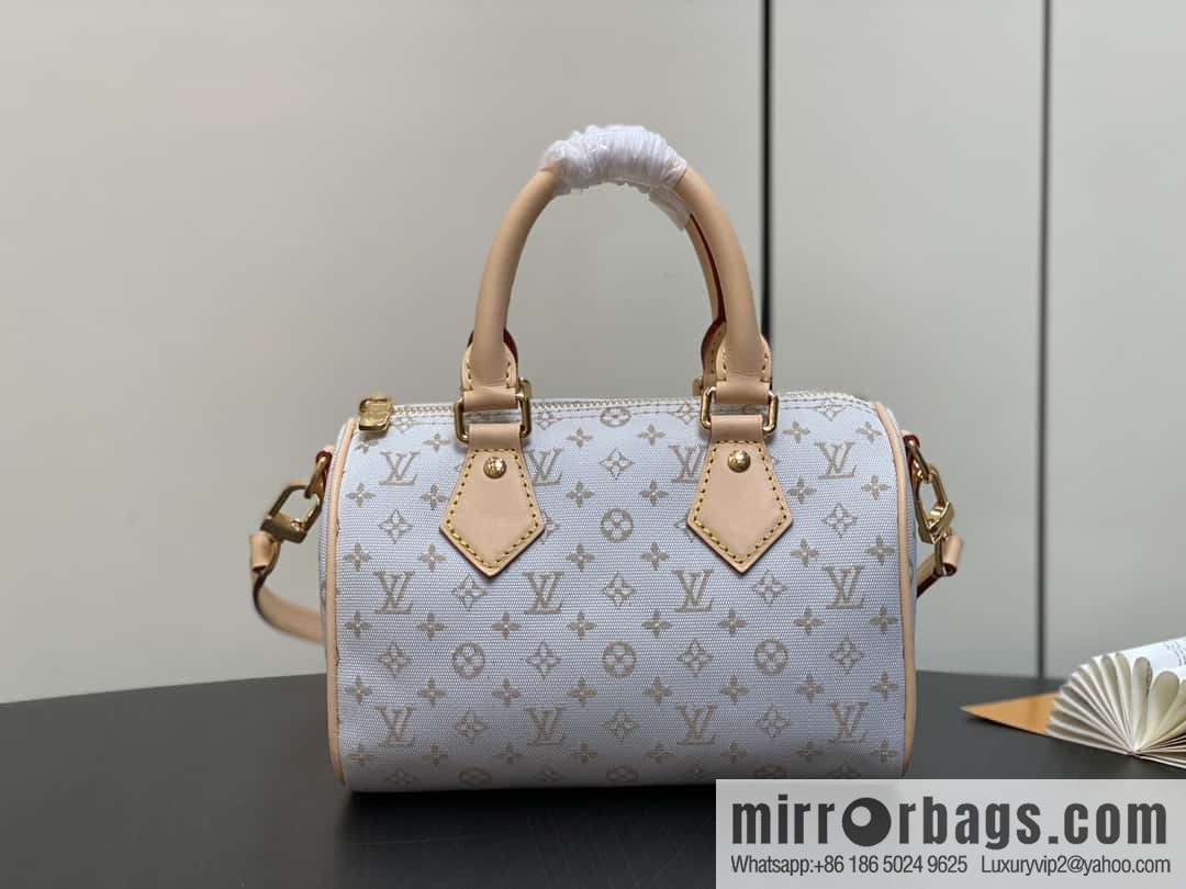 [Boutique‑grade] M12747 white denim, pillow bag speedy series Speedy Bandoulière 20 handbag