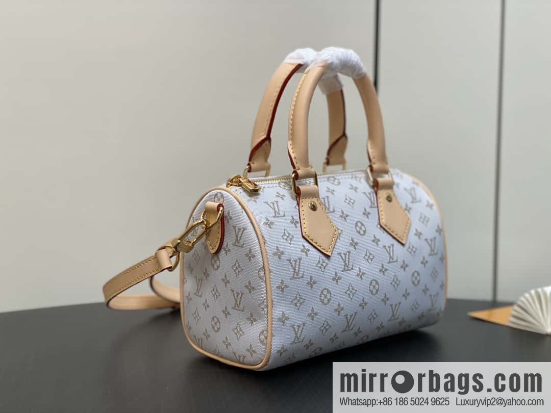 [Boutique‑grade] M12747 white denim, pillow bag speedy series Speedy Bandoulière 20 handbag