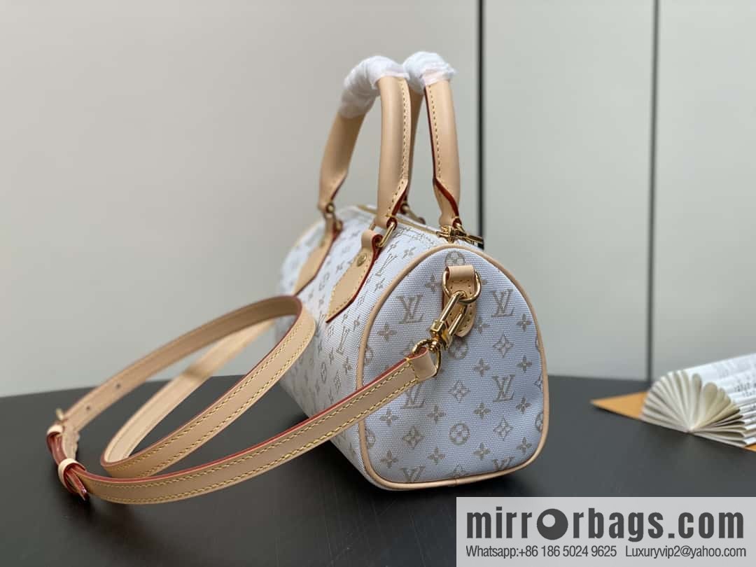 [Boutique‑grade] M12747 white denim, pillow bag speedy series Speedy Bandoulière 20 handbag