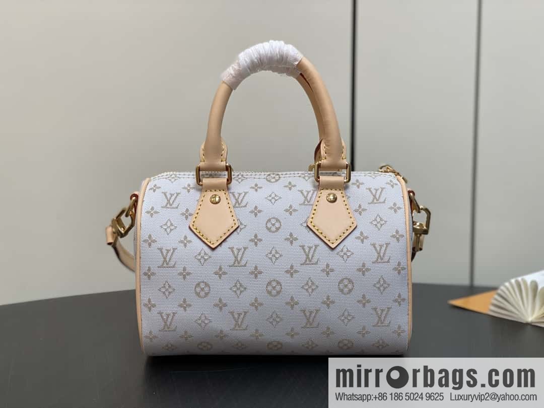 [Boutique‑grade] M12747 white denim, pillow bag speedy series Speedy Bandoulière 20 handbag