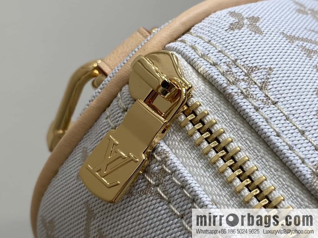 [Boutique‑grade] M12747 white denim, pillow bag speedy series Speedy Bandoulière 20 handbag