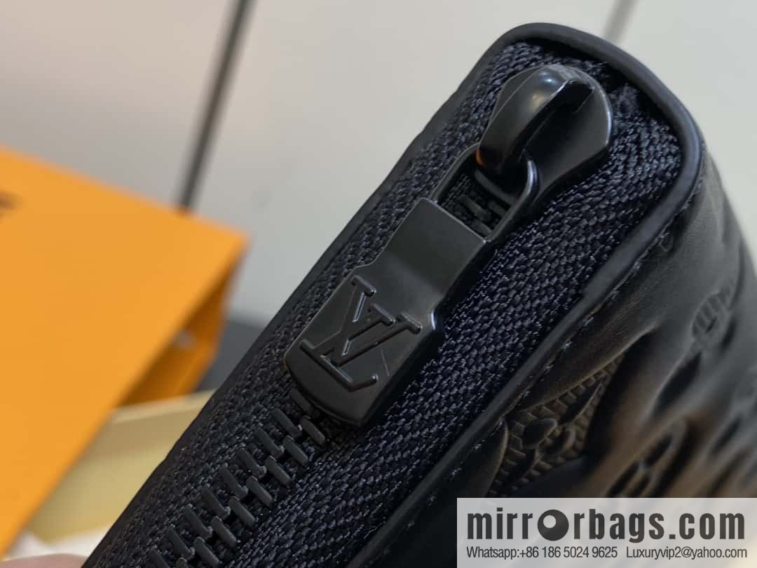 [Boutique‑grade] M11721 black embossed, full leather single zipper wallet series Zippy zipper wallet M60017 11721 black