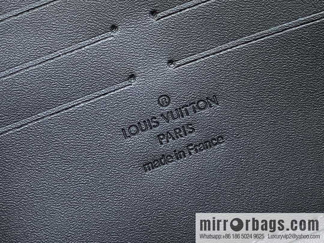 [Boutique‑grade] M11721 black embossed (plaid) full leather single zipper wallet series Zippy zipper wallet M60017 11721 black