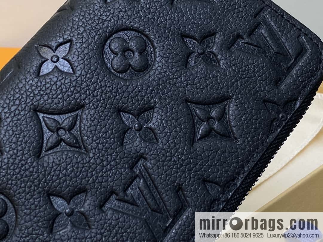 [Boutique‑grade] M11721 black embossed (lychee pattern) full leather single zipper wallet series Zippy zipper wallet M60017 11721 black