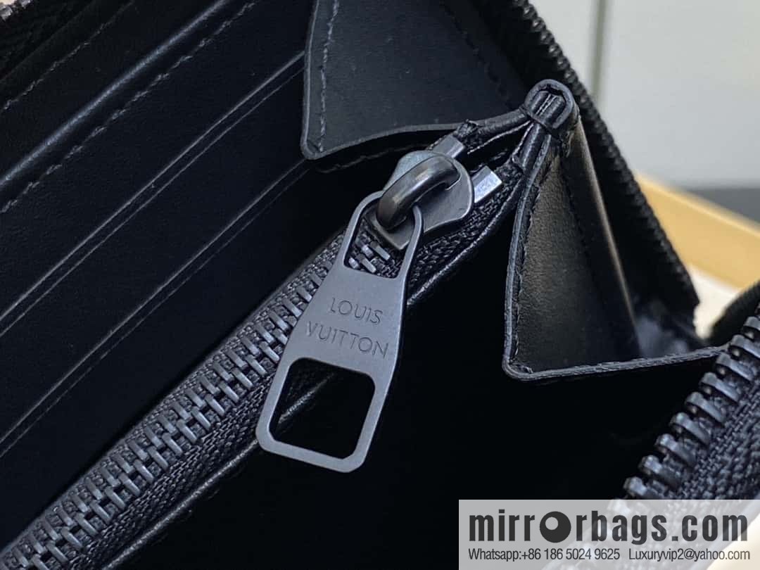 [Boutique‑grade] M11721 black embossed (lychee pattern) full leather single zipper wallet series Zippy zipper wallet M60017 11721 black