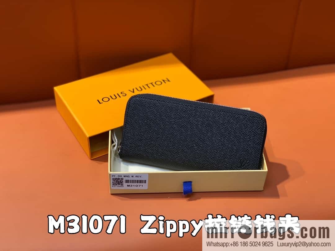 [Boutique‑grade] M31071 black cross pattern, full leather single zipper wallet series Zippy zipper wallet M60017 11721 black