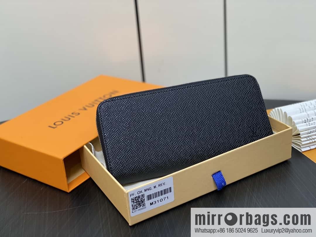 [Boutique‑grade] M31071 black cross pattern, full leather single zipper wallet series Zippy zipper wallet M60017 11721 black
