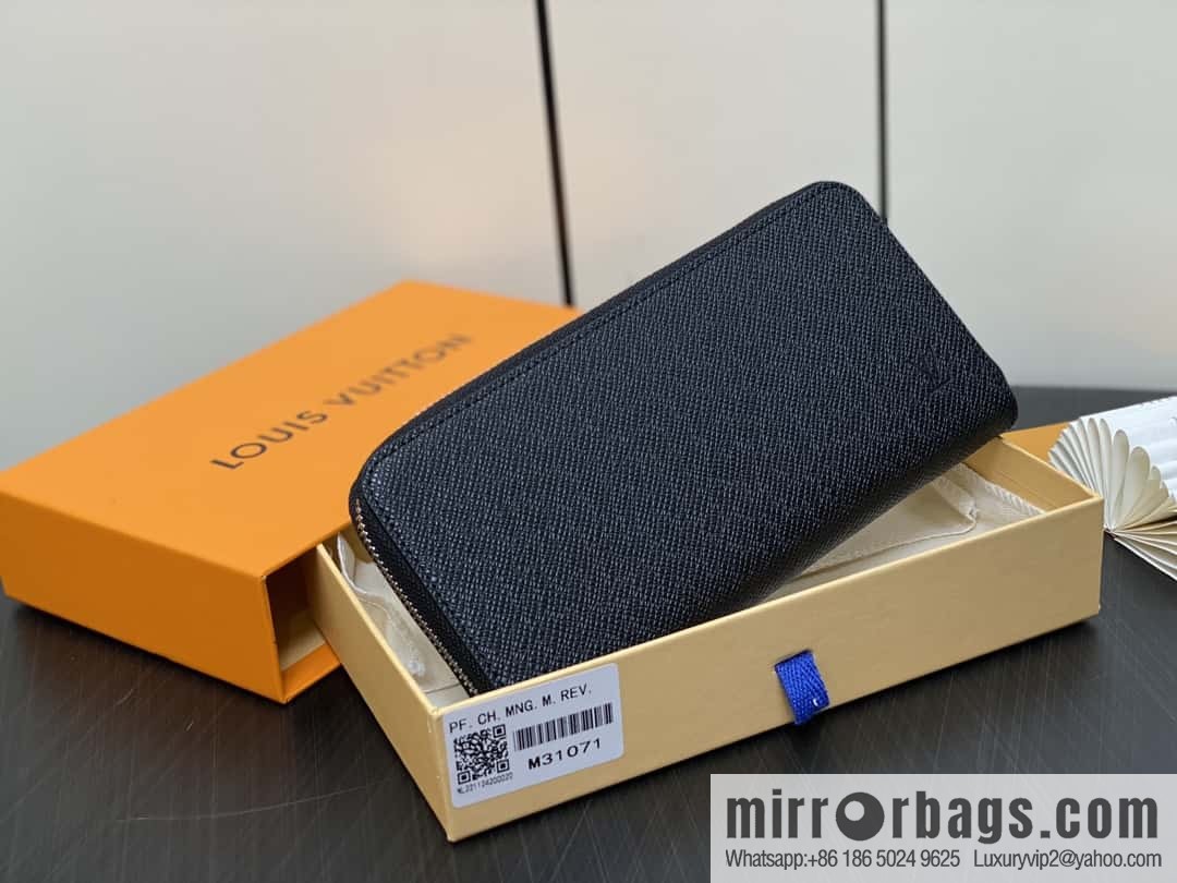 [Boutique‑grade] M31071 black cross pattern, full leather single zipper wallet series Zippy zipper wallet M60017 11721 black