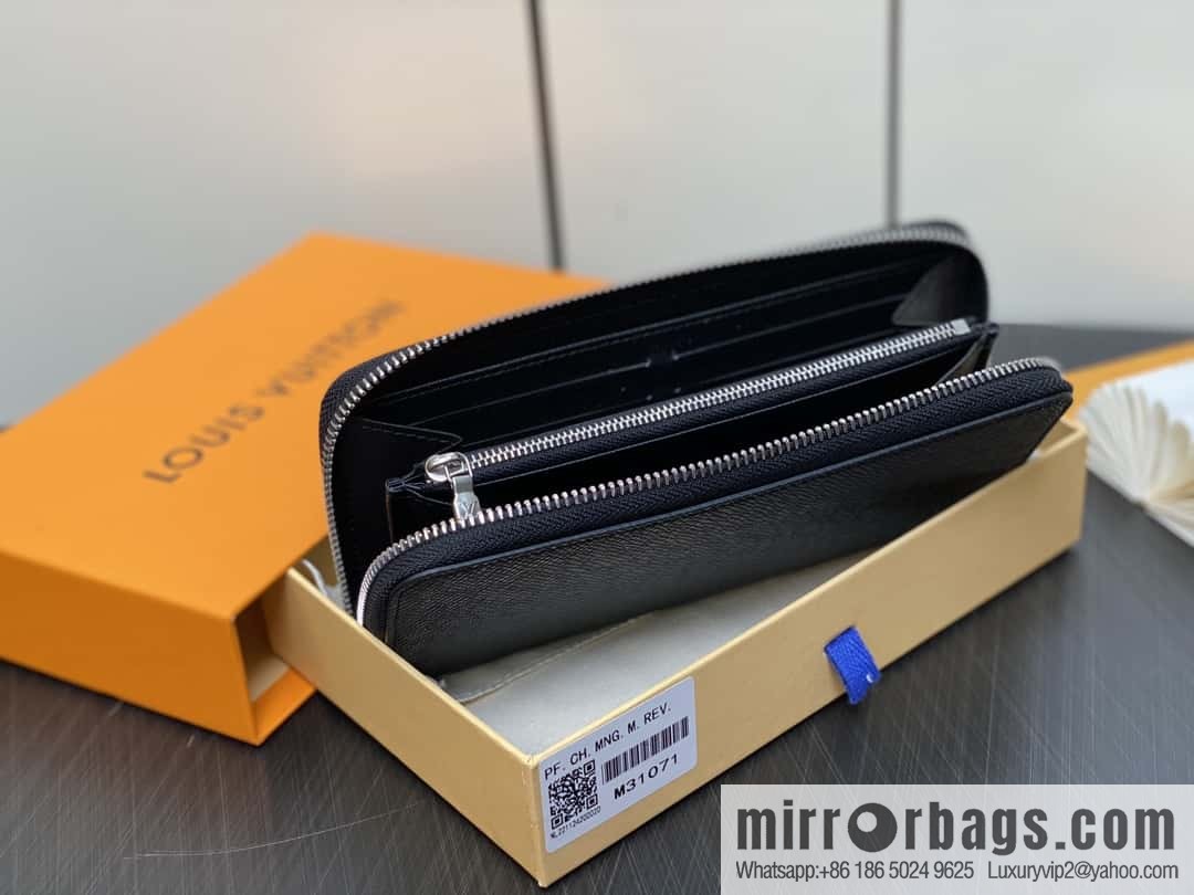 [Boutique‑grade] M31071 black cross pattern, full leather single zipper wallet series Zippy zipper wallet M60017 11721 black