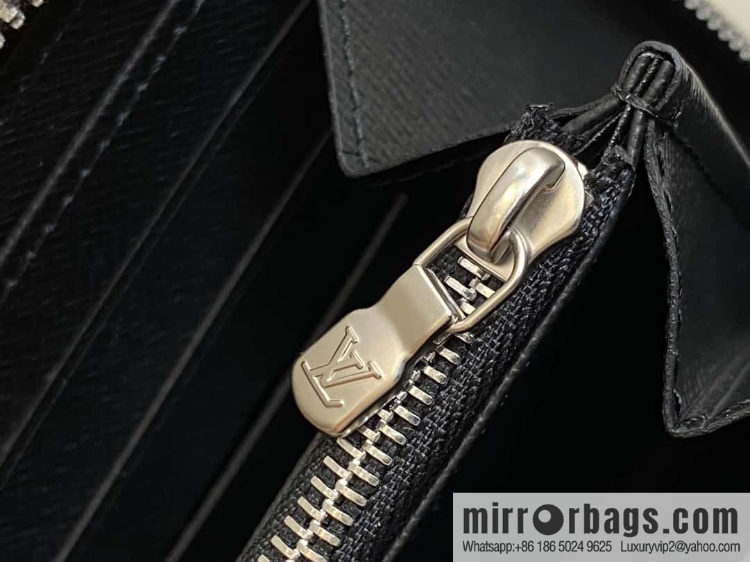 [Boutique‑grade] M31071 black cross pattern, full leather single zipper wallet series Zippy zipper wallet M60017 11721 black