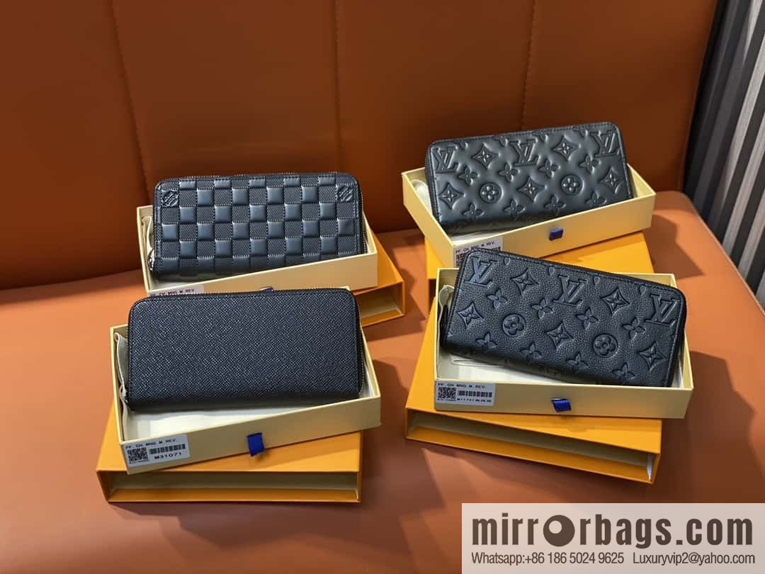 [Boutique‑grade] M31071 black cross pattern, full leather single zipper wallet series Zippy zipper wallet M60017 11721 black