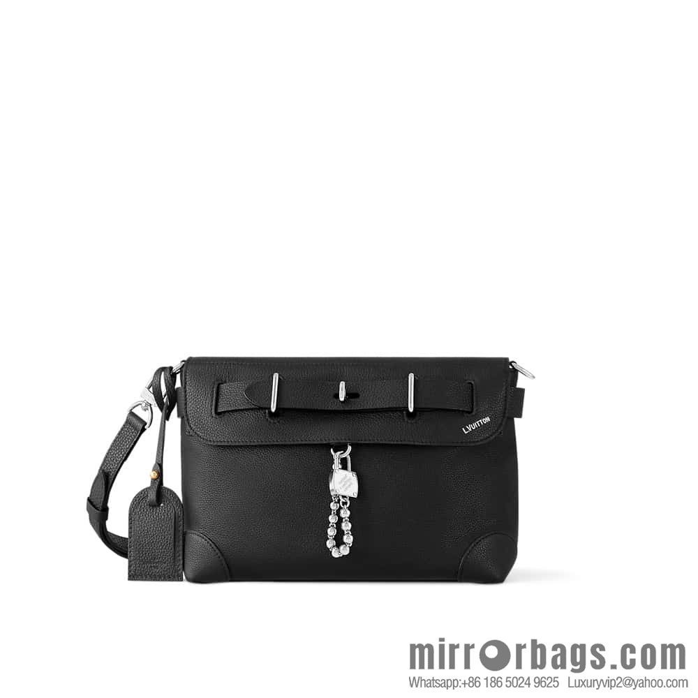 [Boutique‑grade] M11607 black full leather, men's bag messenger bag series, this Steamer Crossbody handbag.