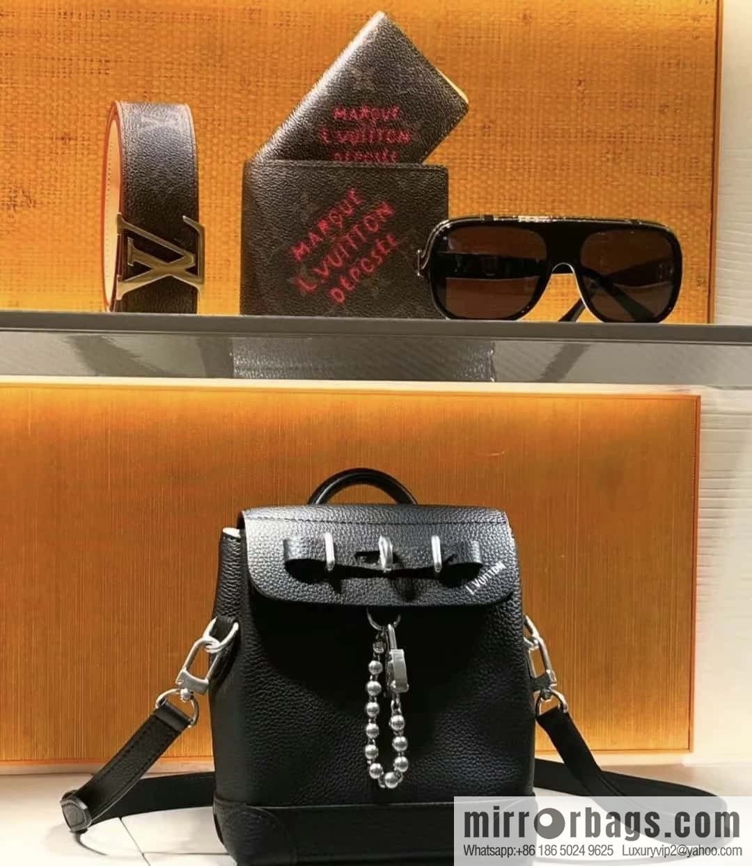 [Boutique‑grade] M11637 black full leather, mini schoolbag
