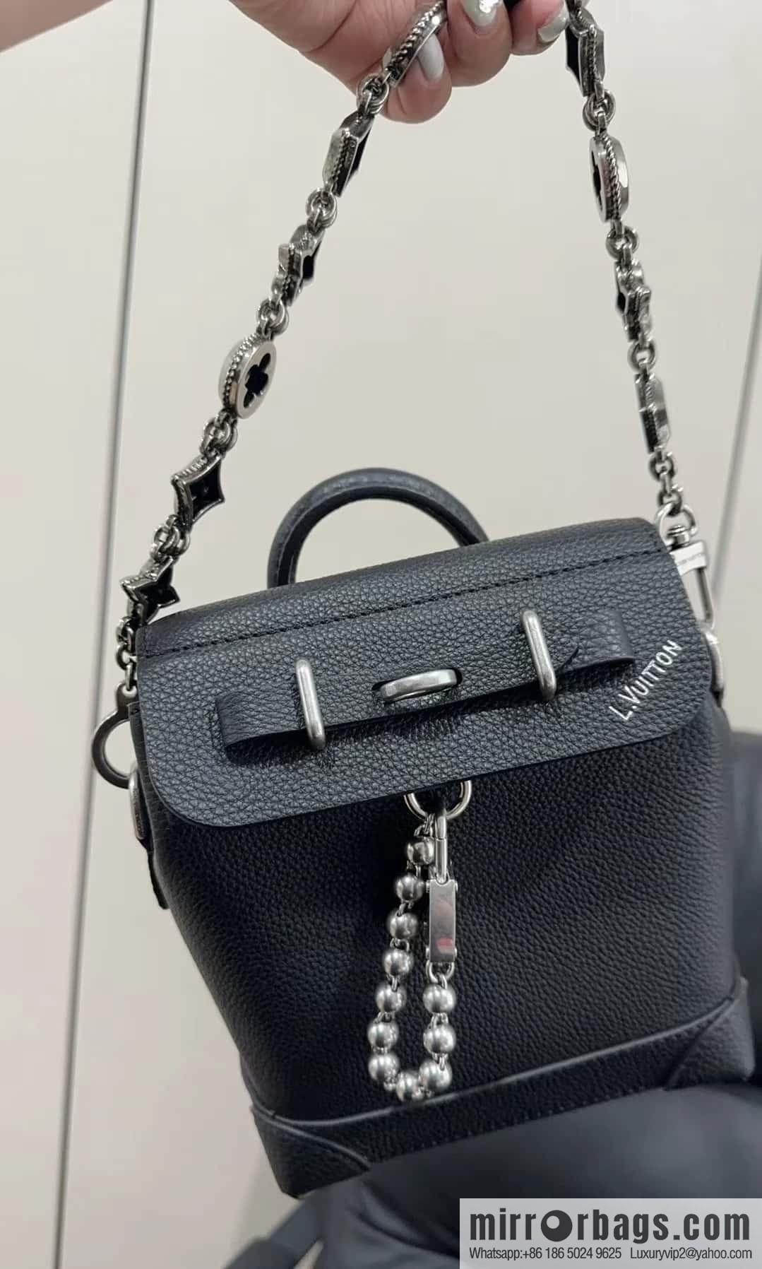 [Boutique‑grade] M11637 black full leather, mini schoolbag