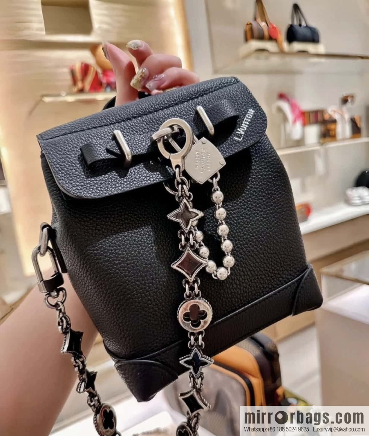 [Boutique‑grade] M11637 black full leather, mini schoolbag