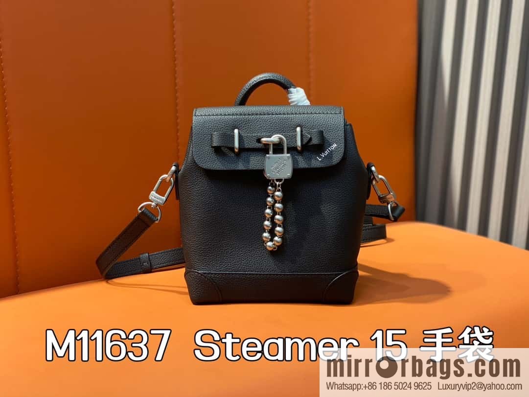 [Boutique‑grade] M11637 black full leather, mini schoolbag