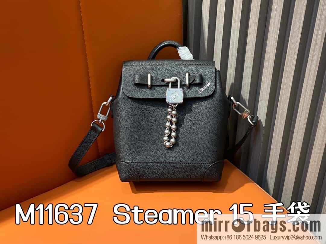 [Boutique‑grade] M11637 black full leather, mini schoolbag
