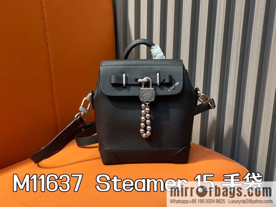 [Boutique‑grade] M11637 black full leather, mini schoolbag