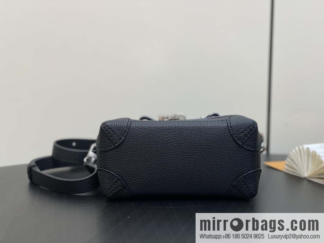 [Boutique‑grade] M11637 black full leather, mini schoolbag