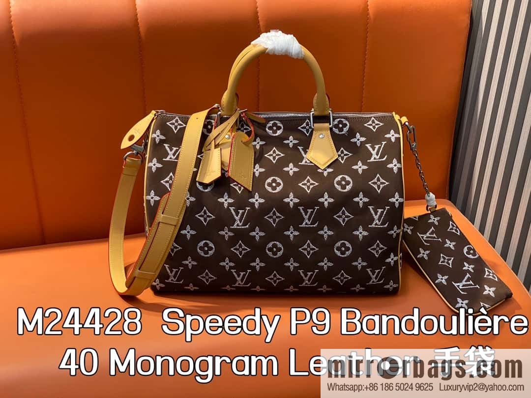 [Boutique‑grade] M24428 grinding dark brown, pillow bag speedy series Speedy P9 Bandoulière 40 Monogram Leather handbag