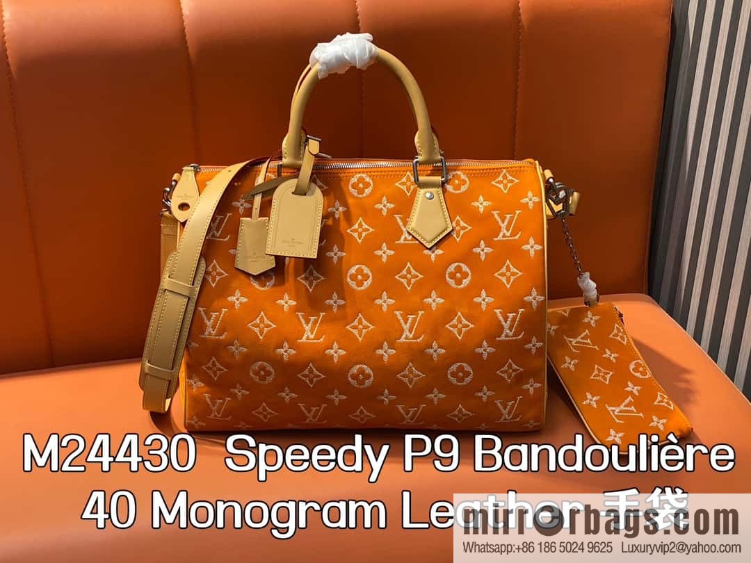 [Boutique‑grade] M24430 matte orange, pillow bag speedy series, this Speedy P9 Bandoulière 40 Monogram Leather handbag