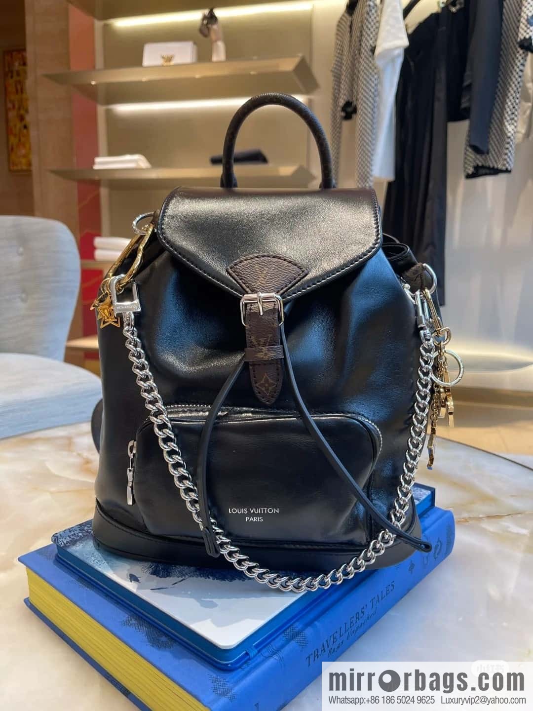 [Boutique‑grade] M12587 black full leather, backpack series, this Montsouris small backpack.