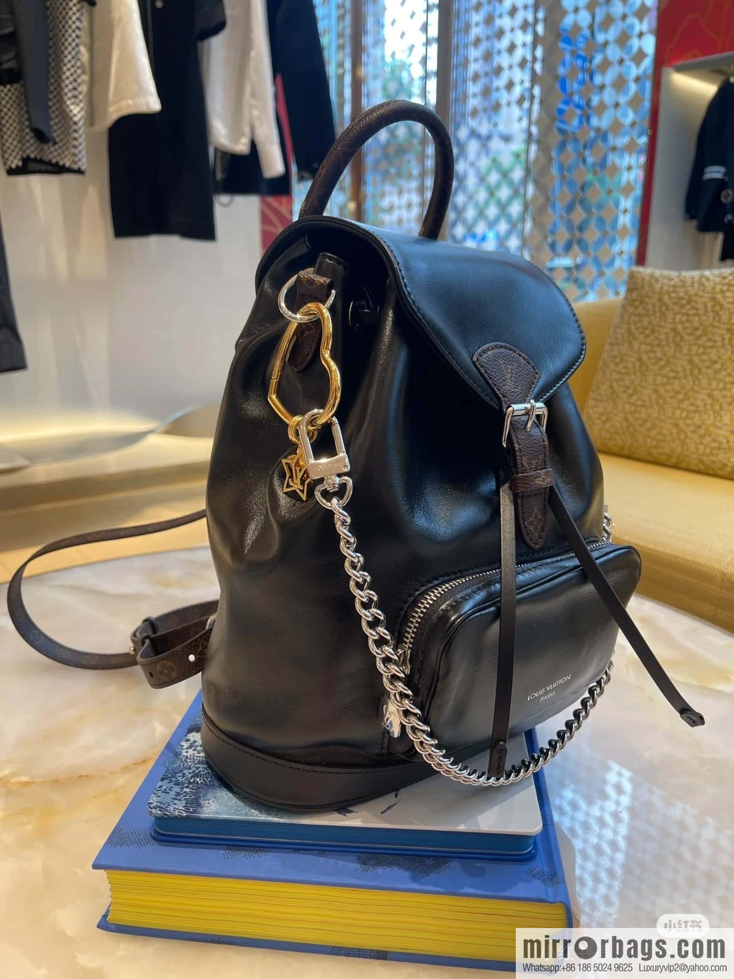 [Boutique‑grade] M12587 black full leather, backpack series, this Montsouris small backpack.