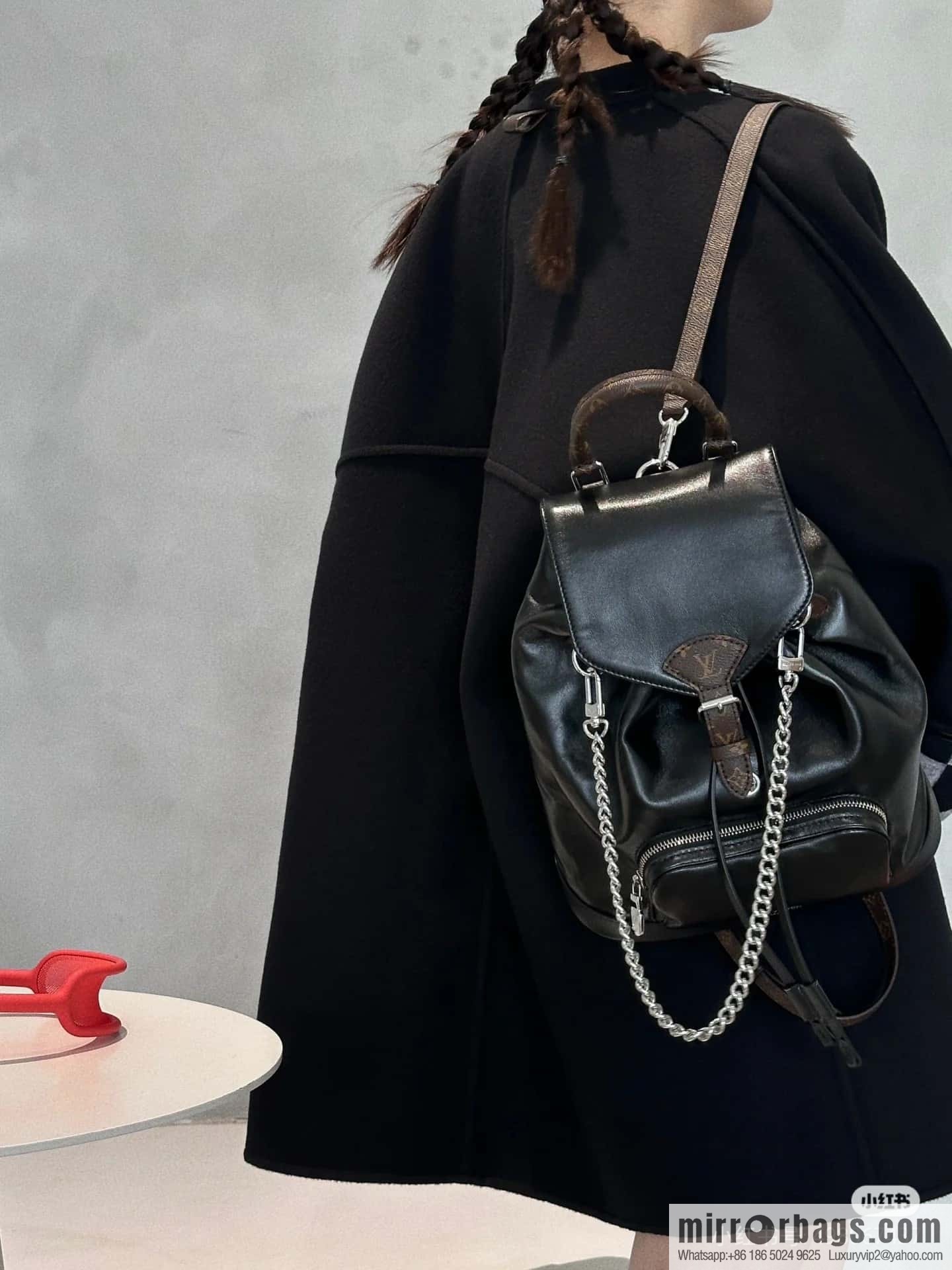 [Boutique‑grade] M12587 black full leather, backpack series, this Montsouris small backpack.
