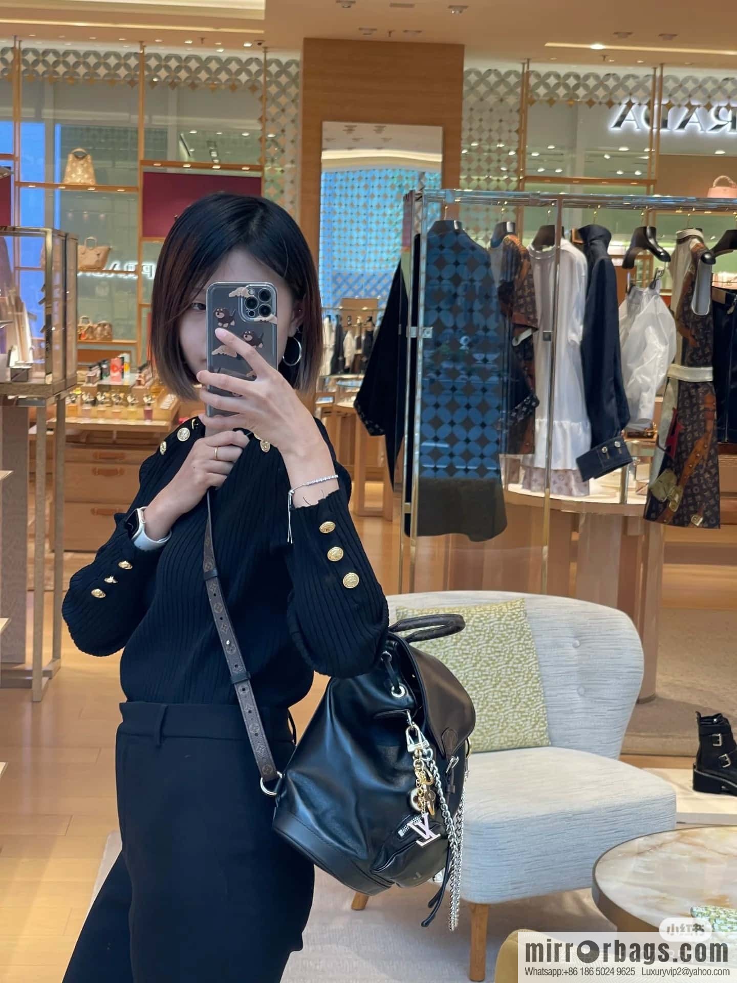 [Boutique‑grade] M12587 black full leather, backpack series, this Montsouris small backpack.
