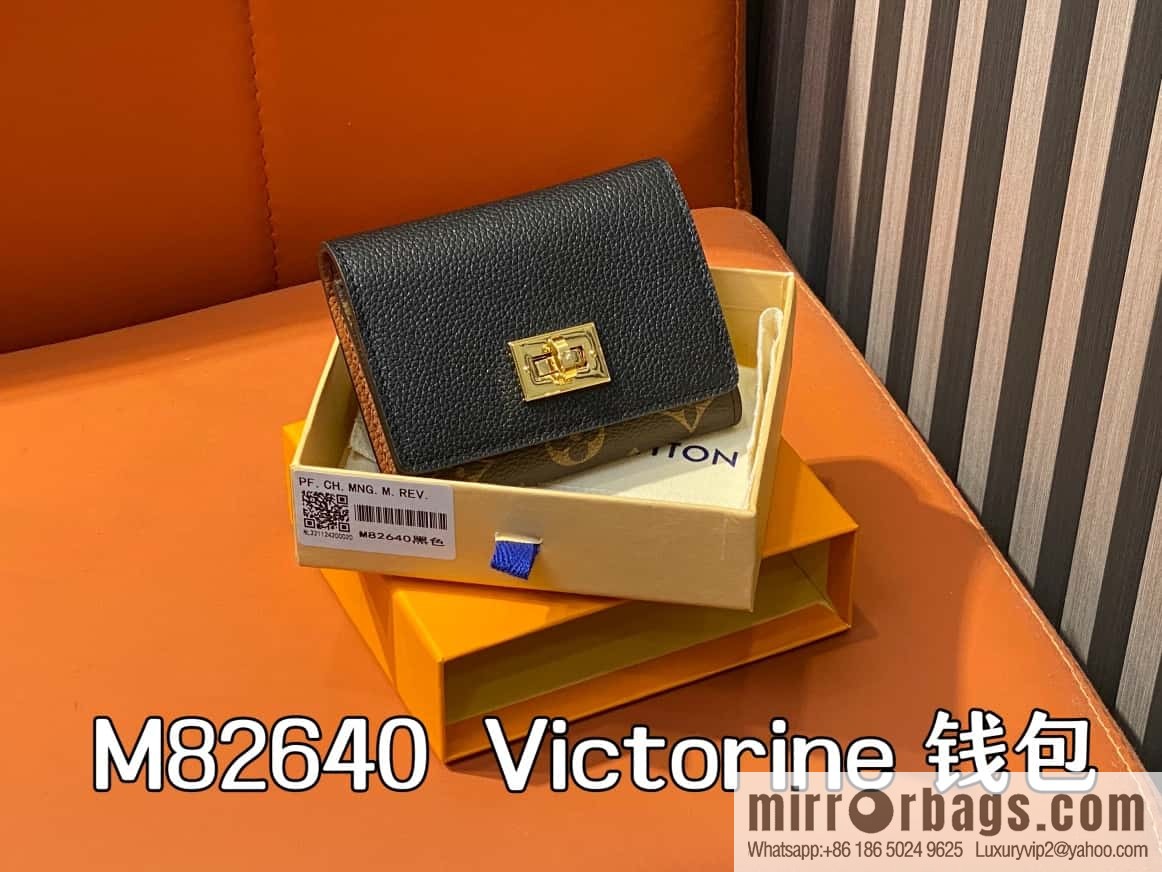 [Boutique‑grade] M82640 black, black three-fold wallet series Victorine wallet