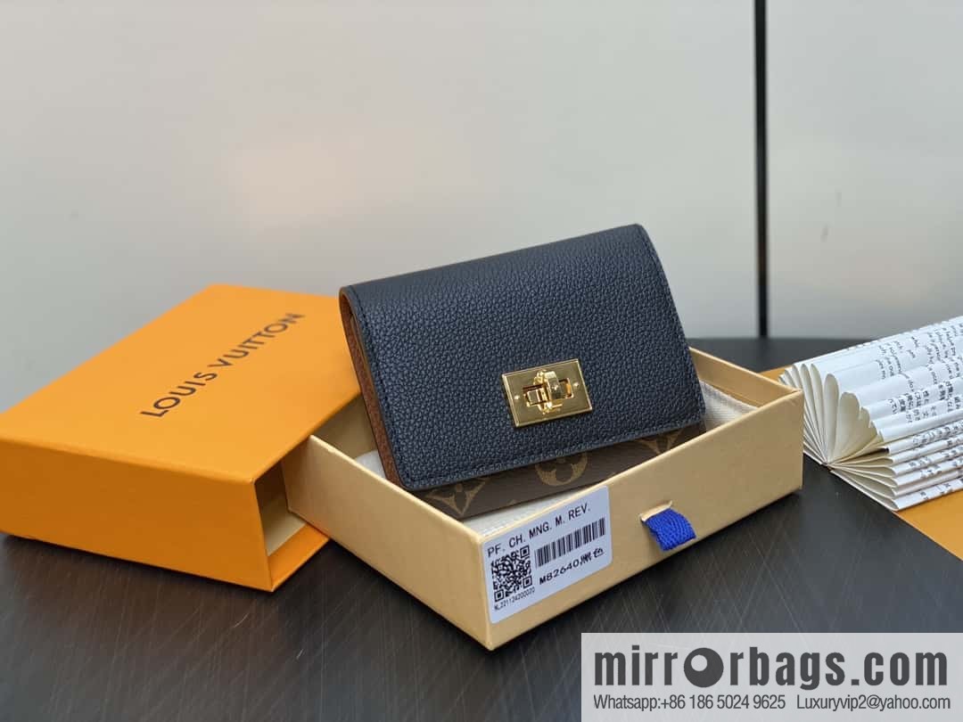 [Boutique‑grade] M82640 black, black three-fold wallet series Victorine wallet