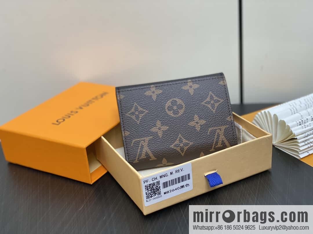 [Boutique‑grade] M82640 black, black three-fold wallet series Victorine wallet