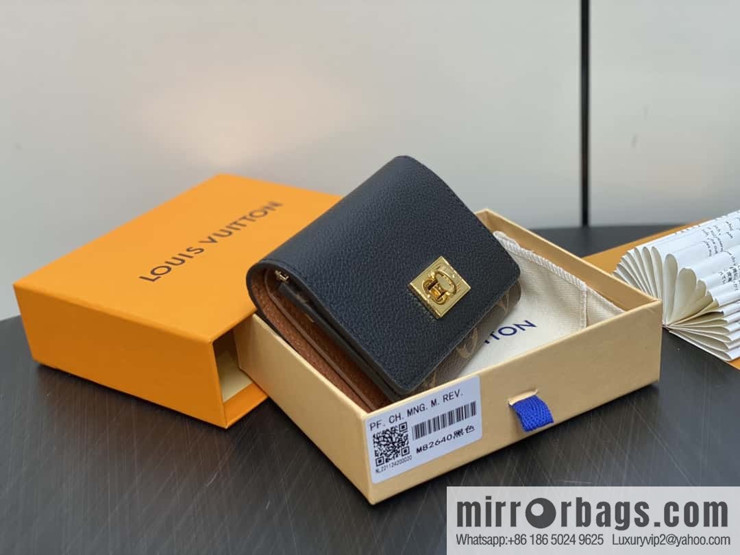 [Boutique‑grade] M82640 black, black three-fold wallet series Victorine wallet
