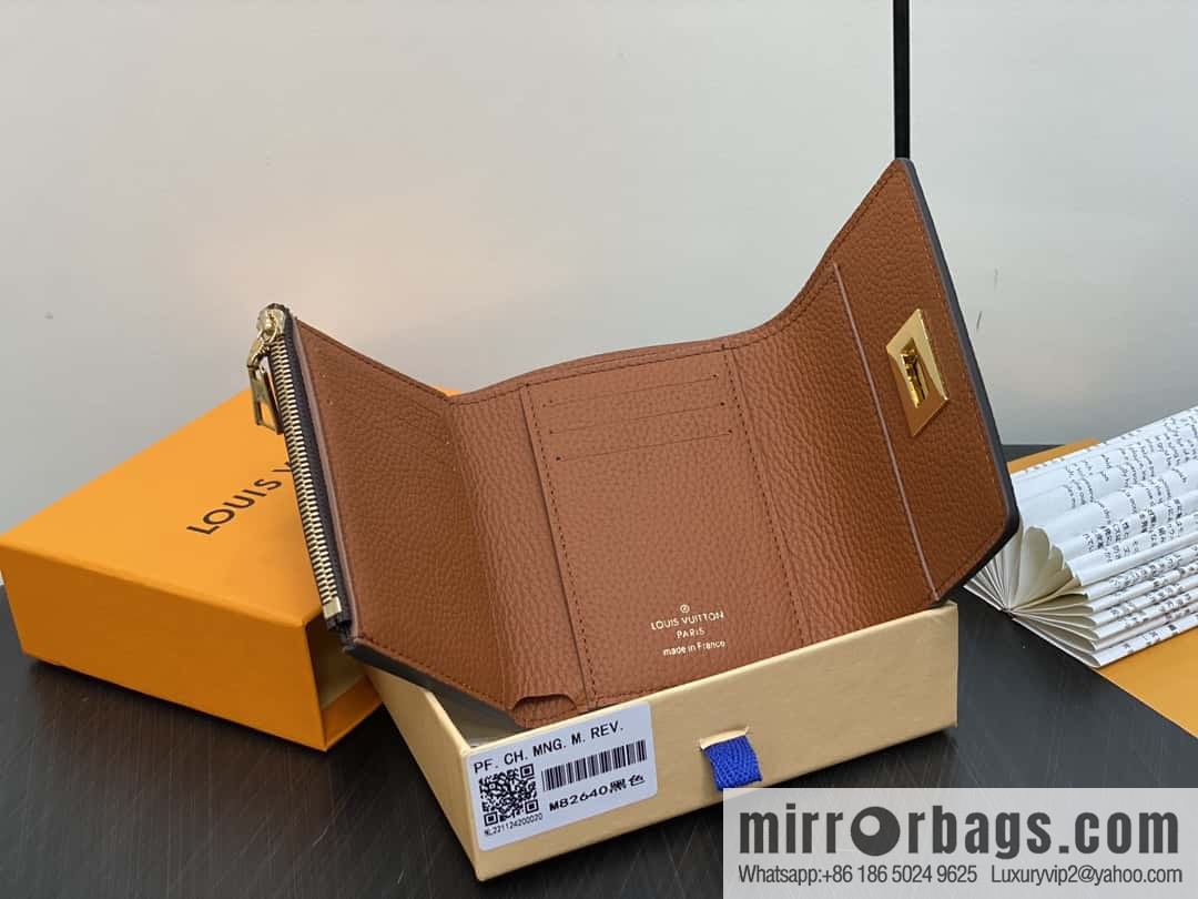 [Boutique‑grade] M82640 black, black three-fold wallet series Victorine wallet