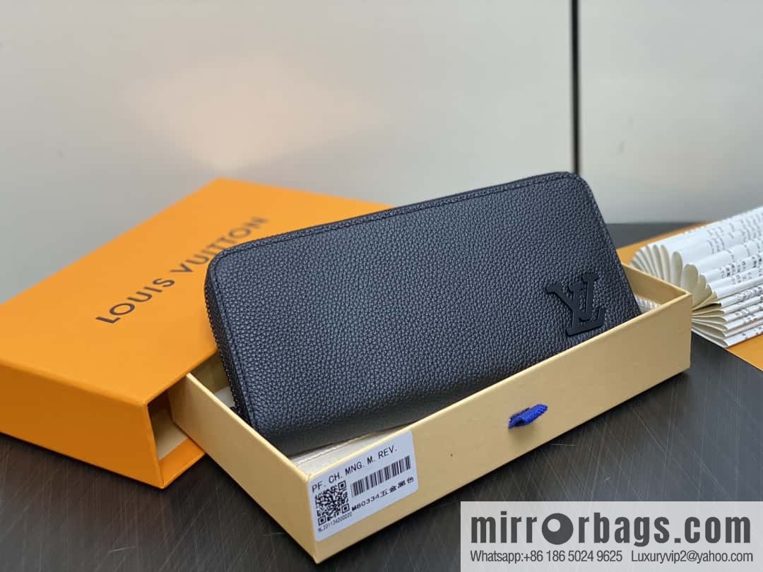 [Boutique‑grade] M80334 black, full leather single zipper wallet series, this horizontal Zippy wallet.