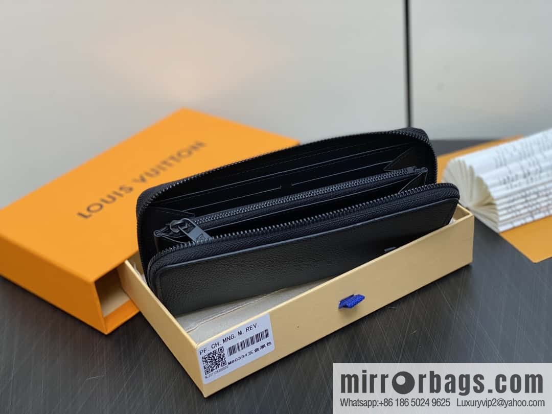 [Boutique‑grade] M80334 black, full leather single zipper wallet series, this horizontal Zippy wallet.
