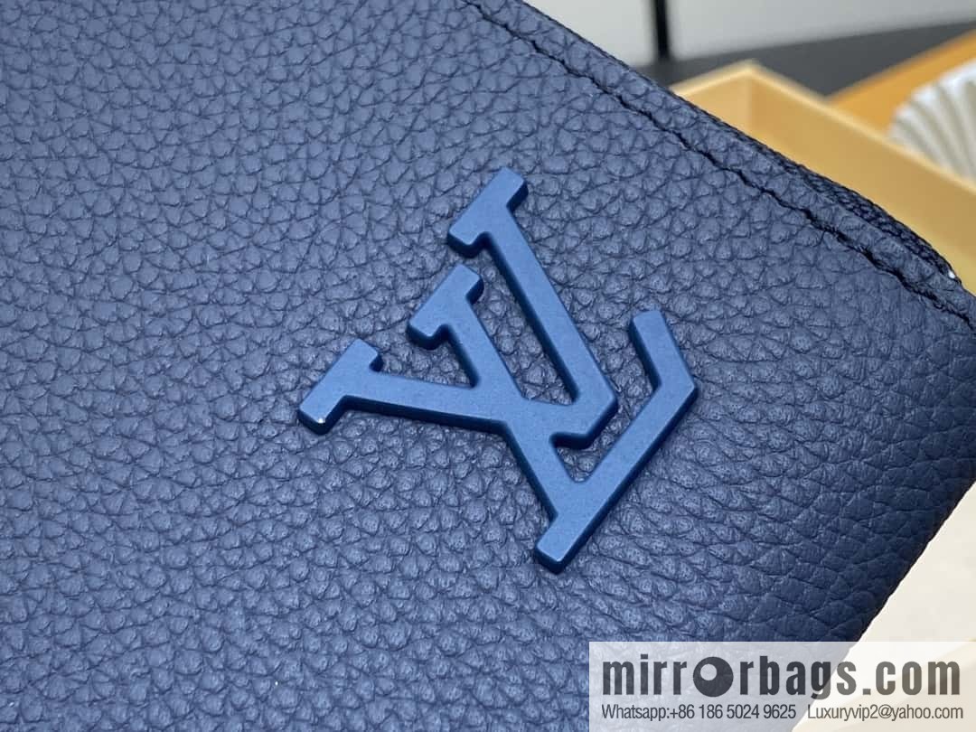[Premium‑quality] M80334 blue, full leather single zipper wallet series, this horizontal Zippy wallet.