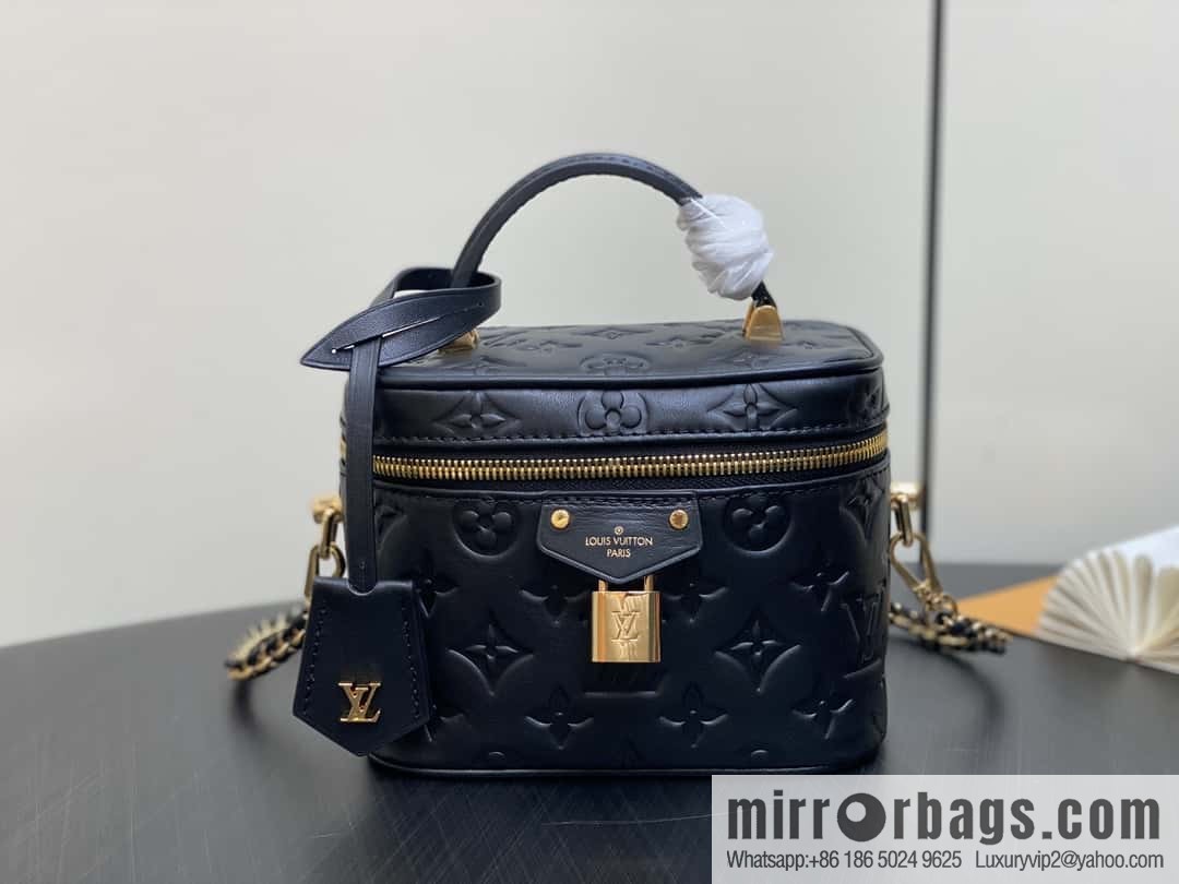 [Boutique‑grade] M25123 black, full leather embossed cosmetic bag series, variable size chip version M25219 white M25123 black, this Vanity small handbag.