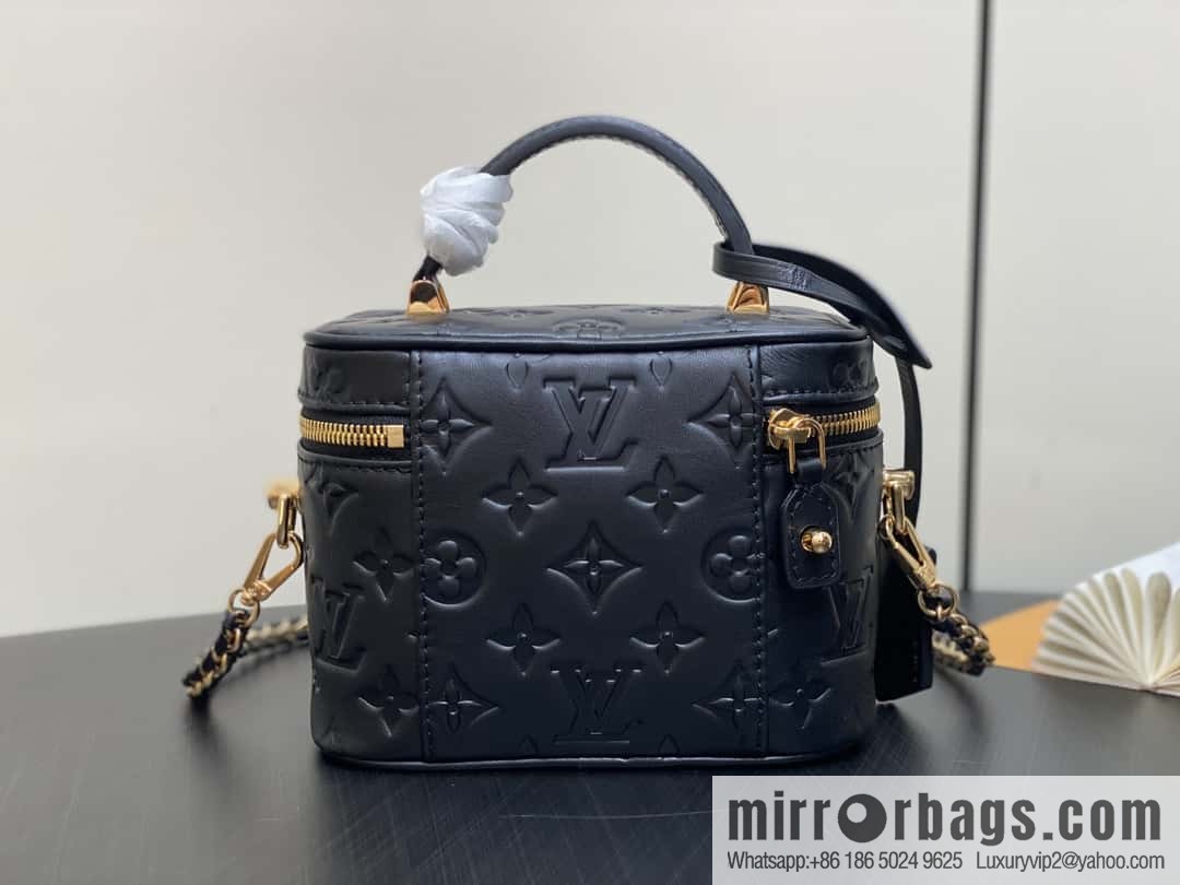 [Boutique‑grade] M25123 black, full leather embossed cosmetic bag series, variable size chip version M25219 white M25123 black, this Vanity small handbag.