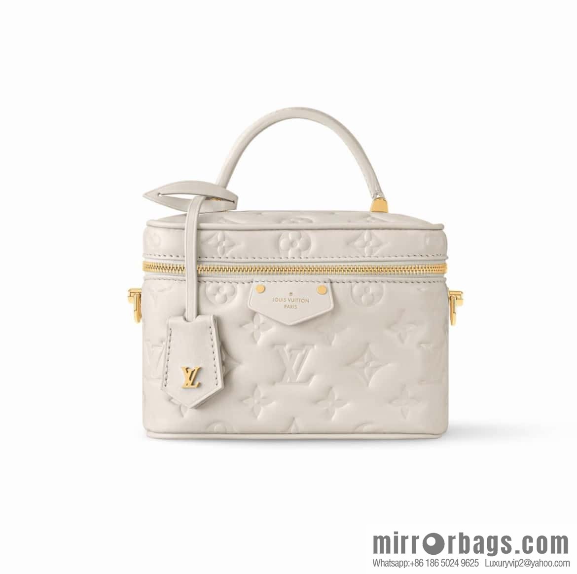 [Boutique‑grade] M25129 white, full leather embossed cosmetic bag series, variable size chip version M25219 white M25123 black, this Vanity small handbag.