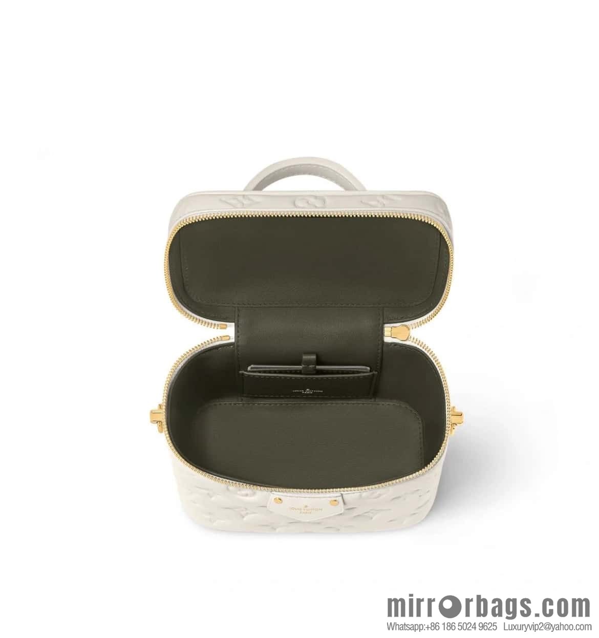 [Boutique‑grade] M25129 white, full leather embossed cosmetic bag series, variable size chip version M25219 white M25123 black, this Vanity small handbag.