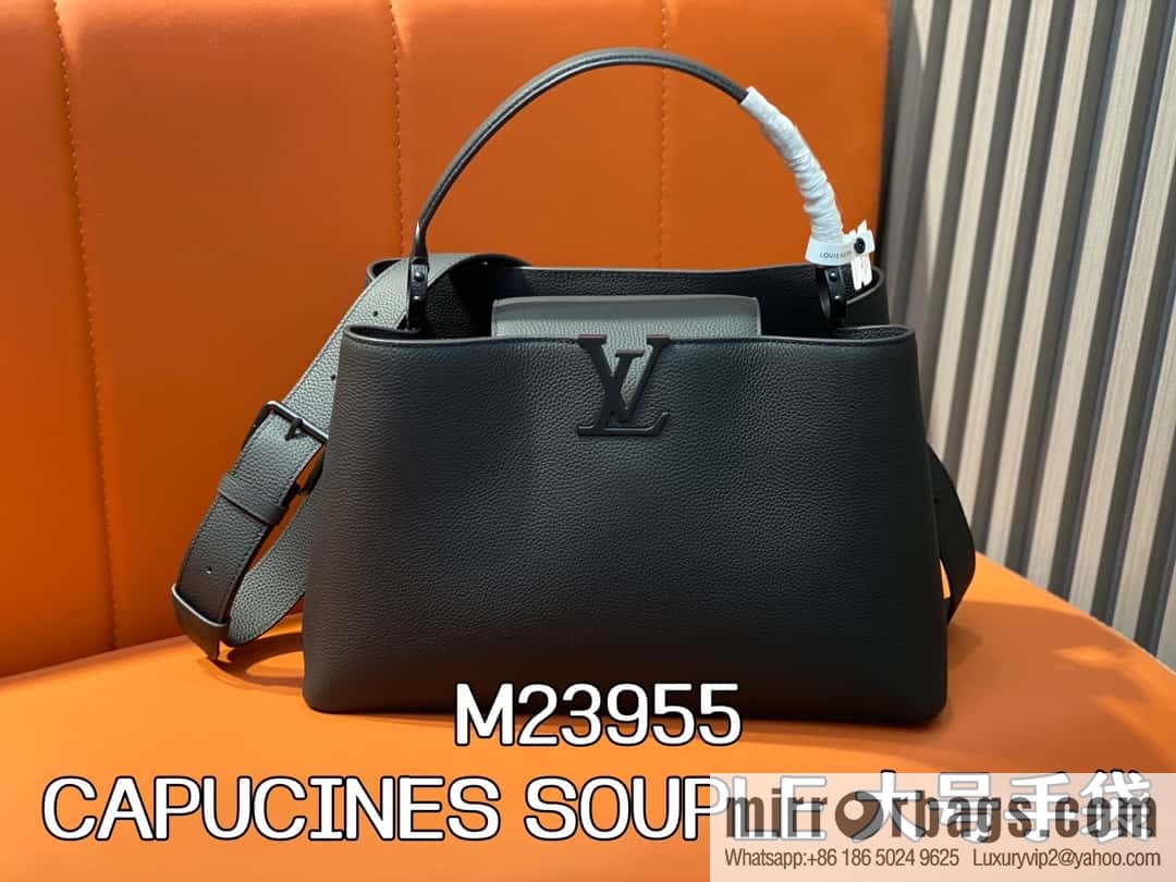 [Premium‑quality] M23955 full leather cap that English series CAPUCINES SOUPLE large handbag