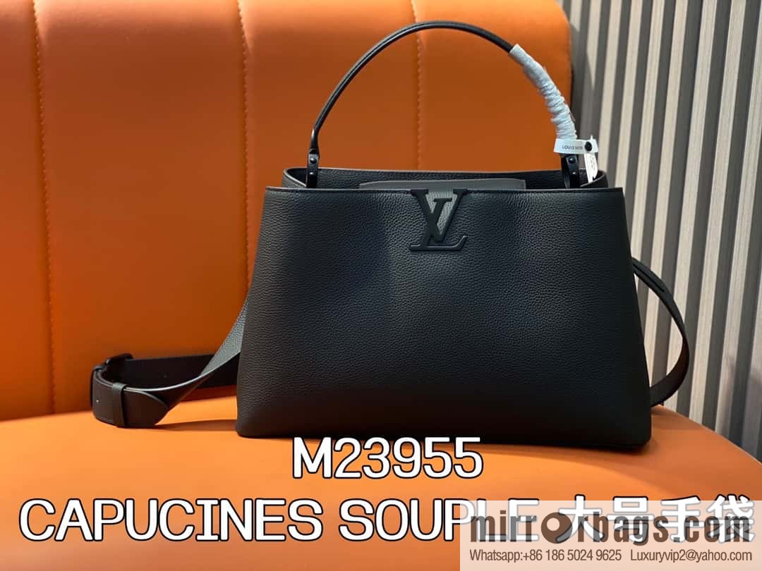 [Premium‑quality] M23955 full leather cap that English series CAPUCINES SOUPLE large handbag