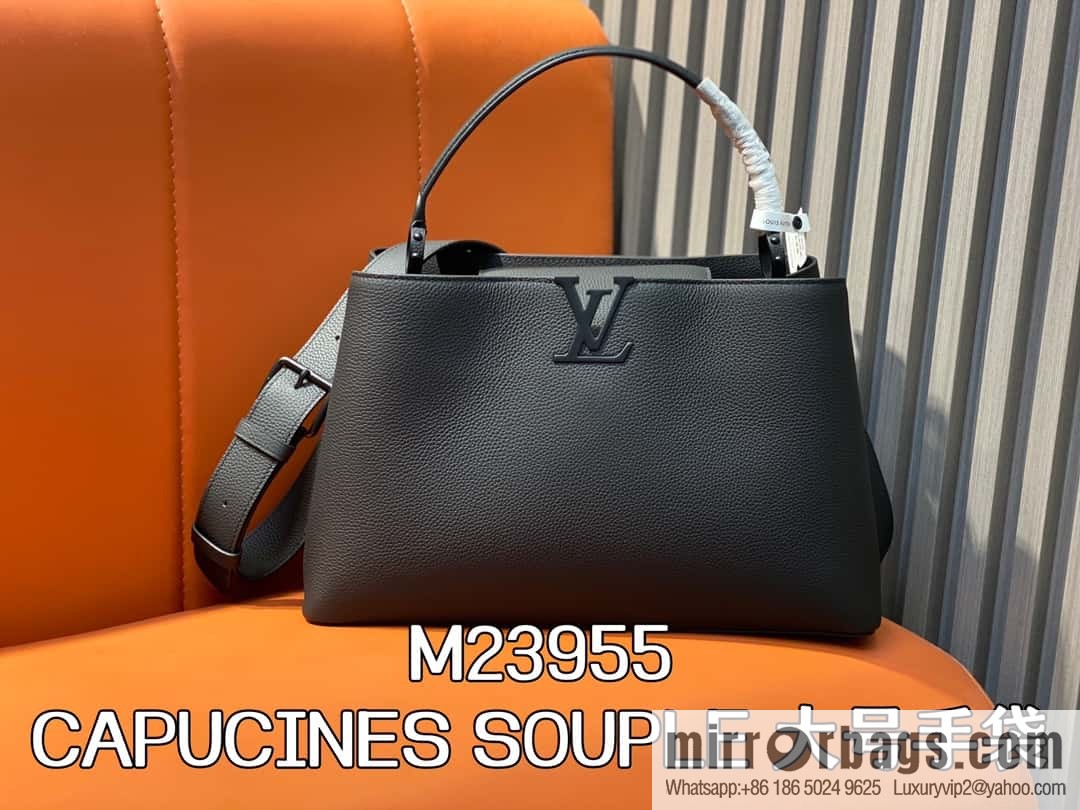 [Premium‑quality] M23955 full leather cap that English series CAPUCINES SOUPLE large handbag